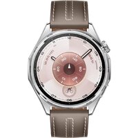 Умные часы Huawei Watch GT 6 46 мм (серебристый, с коричневым кожаным ремешком, международная версия) - Превью изображения №2 — Интернет-магазин 7 дней