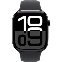 Умные часы Apple Watch Series 10 46 мм (алюминиевый корпус, черный/черный, спортивный силиконовый ремешок M/L) - Превью изображения №2 — Интернет-магазин 7 дней