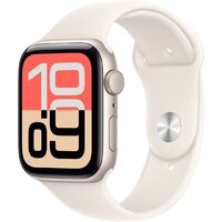 Apple Watch SE 3 44 мм (алюминиевый корпус, звездный свет/звездный свет, спортивный силиконовый ремешок S/M)