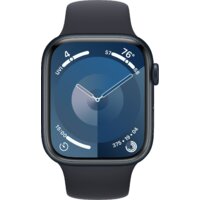 Умные часы Apple Watch Series 9 45 мм (алюминиевый корпус, полуночный/полуночный, спортивный силиконовый ремешок S/M) - Превью изображения №2 — Интернет-магазин 7 дней