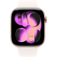 Умные часы Apple Watch Series 11 46 мм (алюминиевый корпус, розовое золото/легкие румяна, спортивный силиконовый ремешок M/L) - Превью изображения №2 — Интернет-магазин 7 дней