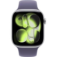 Умные часы Apple Watch Series 11 46 мм (алюминиевый корпус, серебристый/фиолетовый туман, спортивный силиконовый ремешок M/L) - Превью изображения №2 — Интернет-магазин 7 дней
