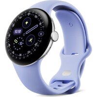Google Pixel Watch 4 41 мм (глянцевый серебристый/айрис, спортивный силиконовый ремешок)