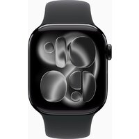 Умные часы Apple Watch Series 11 42 мм (алюминиевый корпус, черный/черный, спортивный силиконовый ремешок S/M) - Превью изображения №2 — Интернет-магазин 7 дней