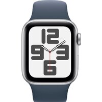 Умные часы Apple Watch SE 2 40 мм (алюминиевый корпус, серебристый/грозовой синий, спортивный силиконовый ремешок S/M) - Превью изображения №2 — Интернет-магазин 7 дней