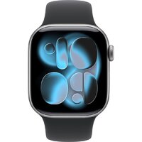 Умные часы Apple Watch Series 11 42 мм (алюминиевый корпус, космический серый/черный, спортивный силиконовый ремешок M/L) - Превью изображения №2 — Интернет-магазин 7 дней
